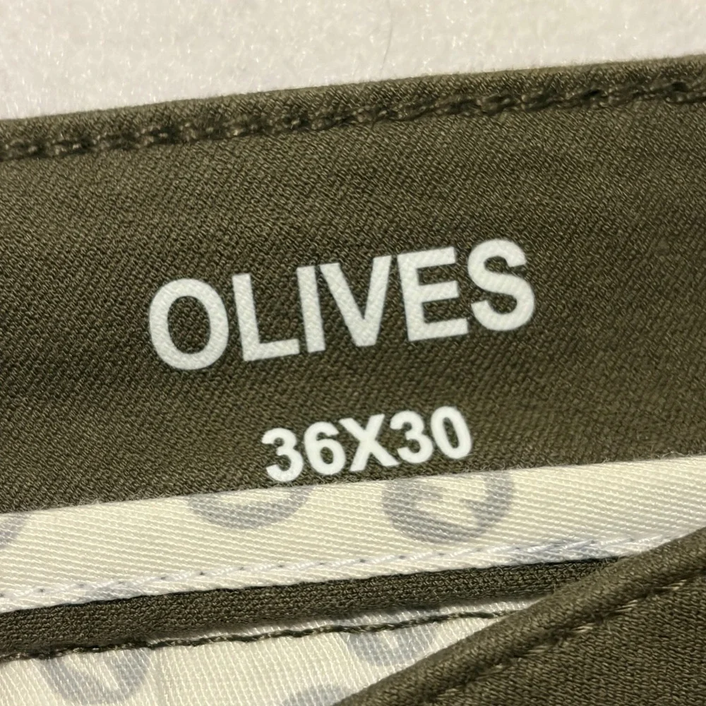 Mugsy Olives Men 36x30 Slim Straight Stretch Chino Pants Olive Green K6PNOL
